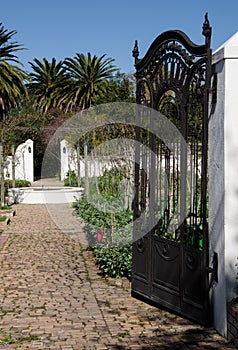 Wrought Iron Gate in the Winery`s Garden