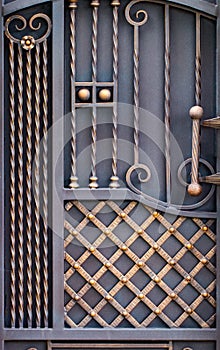 wrought-iron gates, ornamental forging, forged elements close-up