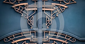 wrought-iron gates, ornamental forging, forged elements close-up