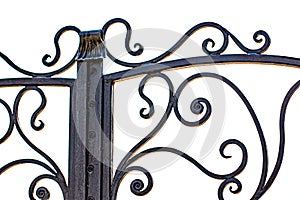 Wrought-iron gates, ornamental forging, forged elements close-up