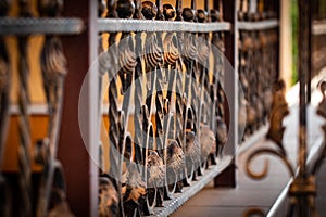 Wrought-iron gates, ornamental forging, forged elements close-up