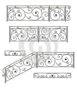 wrought iron stairs railing, fence and grilles