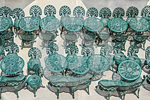 Wrought iron tables and chairs