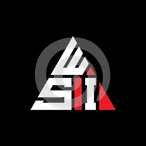 WSI triangle letter logo design with triangle shape. WSI triangle logo design monogram. WSI triangle vector logo template with red