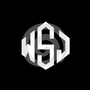 WSJ letter logo design with polygon shape. WSJ polygon and cube shape logo design. WSJ hexagon vector logo template white and
