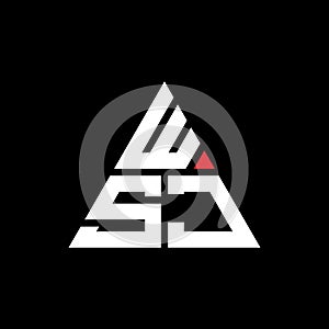 WSJ triangle letter logo design with triangle shape. WSJ triangle logo design monogram. WSJ triangle vector logo template with red