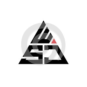 WSJ triangle letter logo design with triangle shape. WSJ triangle logo design monogram. WSJ triangle vector logo template with red