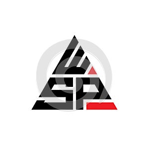 WSP triangle letter logo design with triangle shape. WSP triangle logo design monogram. WSP triangle vector logo template with red