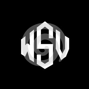 WSV letter logo design with polygon shape. WSV polygon and cube shape logo design. WSV hexagon vector logo template white and