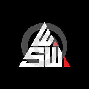 WSW triangle letter logo design with triangle shape. WSW triangle logo design monogram. WSW triangle vector logo template with red