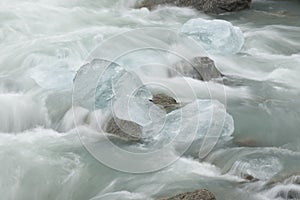 Wtare flowing and ice pieces Norway