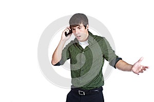WTF!?! Angry young man on cell phone