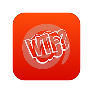 WTF, comic book bubble text icon digital red