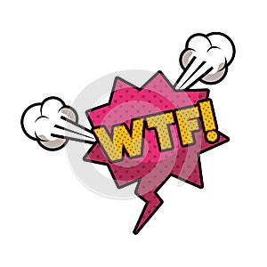 Wtf comic words in speech bubble isolated icon