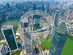 Wuhan CBD landmark skyline scenery