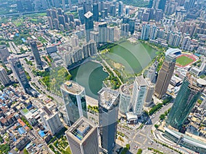 Wuhan CBD landmark skyline scenery