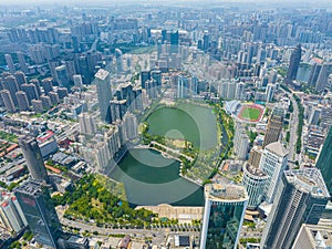 Wuhan CBD landmark skyline scenery