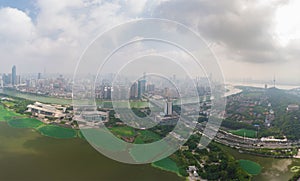 Wuhan city aerial photography scenery in summer