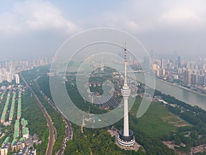 Wuhan city aerial photography scenery in summer