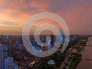 Wuhan City landmark and Skyline Landscapes