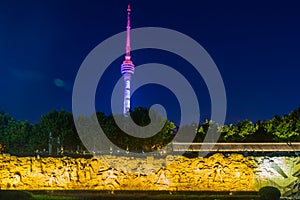 Wuhan city night skyline scenery in summer