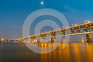 Wuhan city night skyline scenery in summer