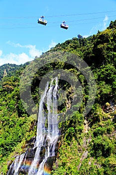 Wulai Waterfall is located in Wulai District, New Taipei City, Taiwan