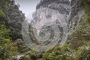 Wulong Karst limestone rock formations in Longshui Gorge Difeng