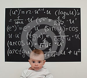 Wunderkind little boy on math