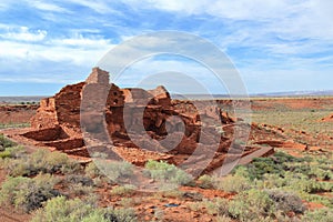 Wupatki National Monument with Pueblo Ruin in Southwest Desert, Arizona, USA