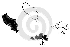 Wuqiu island Administrative divisions of Taiwan, Republic of China, ROC, Counties map vector illustration, scribble sketch Wuqiu