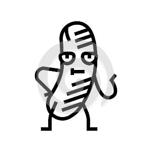 wurst meat character line icon vector illustration