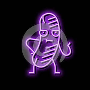 wurst meat character neon glow icon illustration