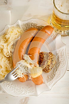 Wurstel sausage with sauerkraut