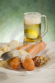 Wurstel sausage with sauerkraut