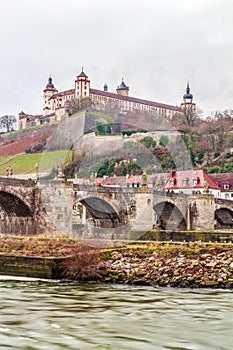 Wurzburg Bridge of Kilian and Castle in Bavaria