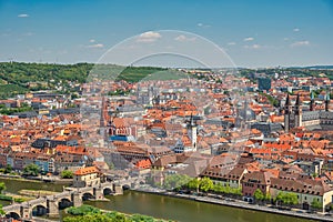 Wurzburg Germany, city skyline at Alte Old Main Bridge and Main River