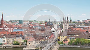 Wurzburg Germany city skyline time lapse at Alte Old Main Bridge and Main River