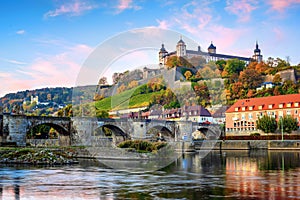 Wurzburg, Germany, Marienberg Fortress and the Old Main Bridge photo