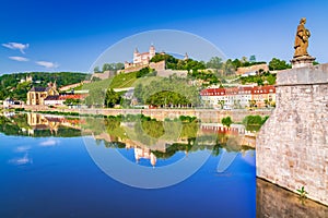 Wurzburg, Germany. Old bridge over Main and Marienberg