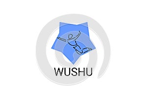 wushu sport vector line icon. sportman, fighting stance.