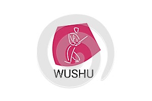 wushu sport vector line icon. sportman, fighting stance.