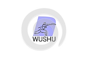 wushu sport vector line icon. sportman, fighting stance.