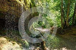 Wutach Gorge with river and waterfalls - Walking in beautiful landscape of the blackforest, Germany