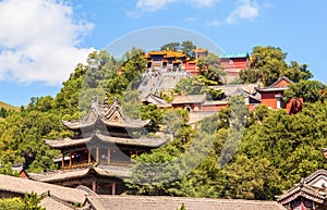Wutaishan(Mount Wutai) scene. Look up Buddha top(Pusa Ding) temple.