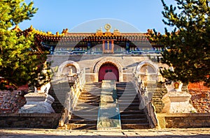 Wutaishan(Mount Wutai) scene. The main gate of Buddha top(Pusa Ding) temple.