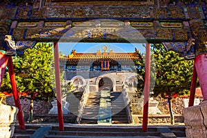 Wutaishan(Mount Wutai) scene. The main gate of Buddha top(Pusa Ding) temple.