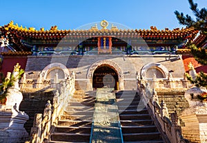 Wutaishan(Mount Wutai) scene. The main gate of Buddha top(Pusa Ding) temple.