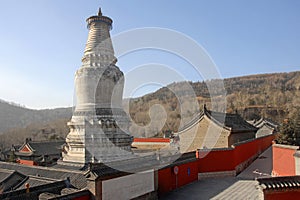 Wutaishan, Shanxi Province in China. Great White Pagoda or Dabaita or Sarira Stupa at Tayuan Temple