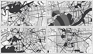 Wuxi, Hangzhou, Hefei and Harbin China City Map Set